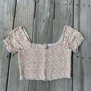 Aerie Smocked Crop Blouse